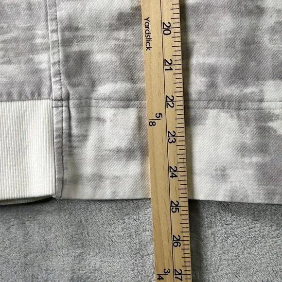 Athleta Farallon Printed Sweatshirt Sz 3XL Crewneck Gray Cream Heavyweight Crop - Picture 4 of 6